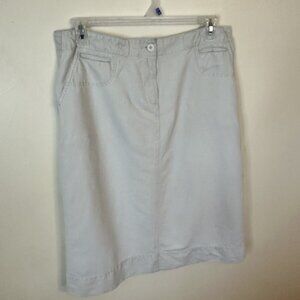 Vintage Calvin Klein Womens Tan Cotton Skirt Midi Linen 1990s style 14 XL